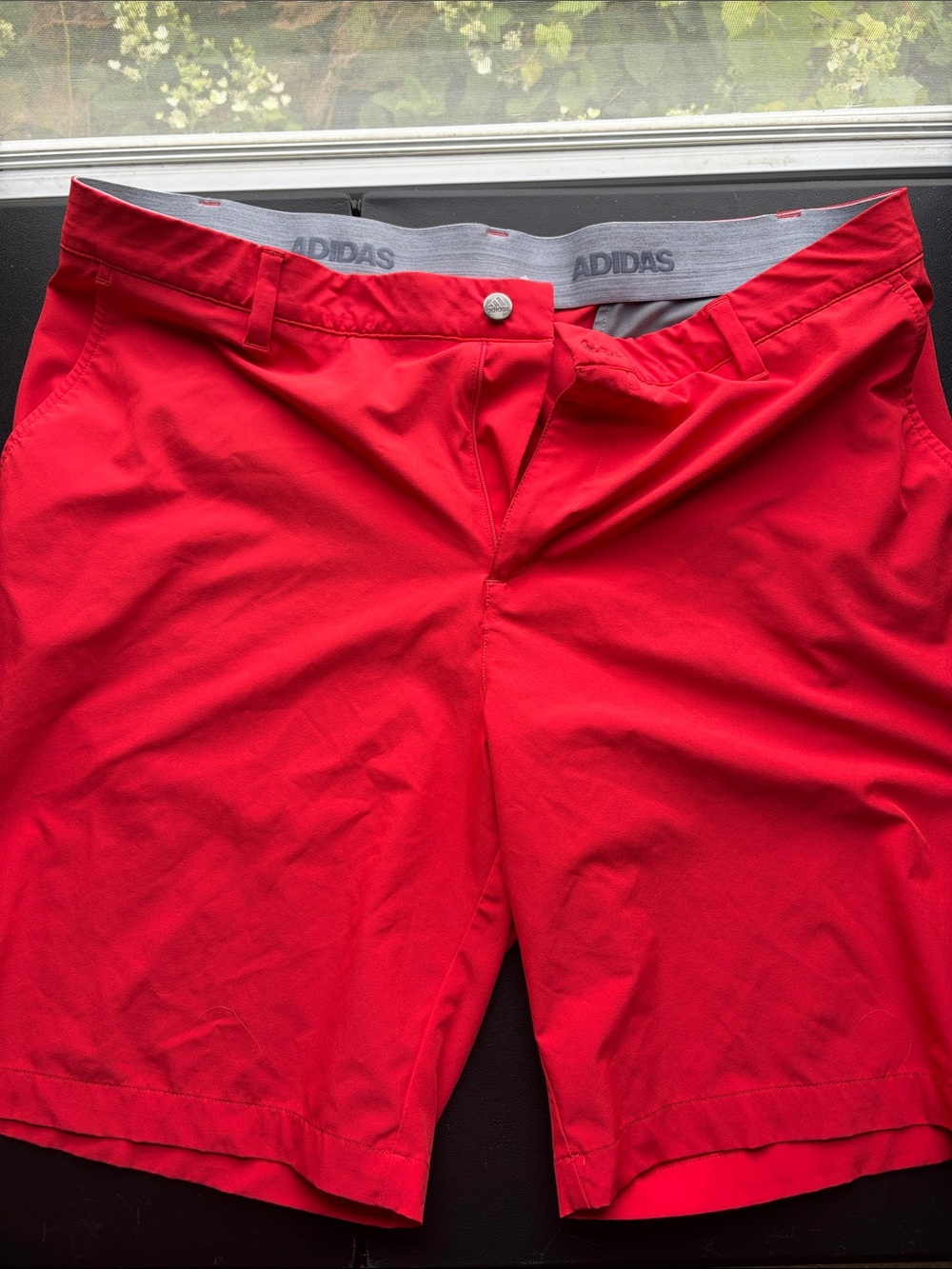 adidas Men's Bright Red Flat Front Performance Shorts
